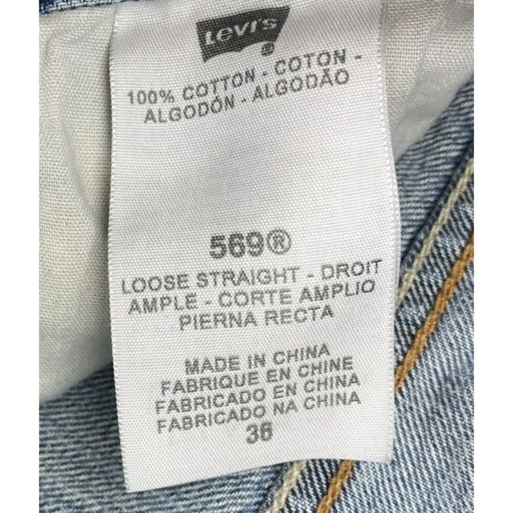 Levis 569 Mens Loose Straight Denim Shorts Size 36 Blue Medium Wash